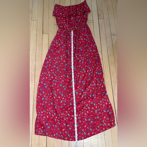Ripe Strapless Red Floral Maxi Dress Size Small - Picture 9 of 9